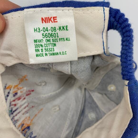 NIKE Vintage Style Kids Blue Yellow Embroidered Logo Hat with Stretch Fit - Picture 6 of 6
